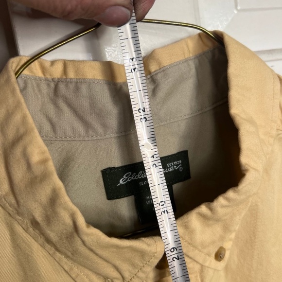 Eddie Bauer Shirt Men's Large Tan Short Sleeve Casual Button Down - Picture 8 of 9